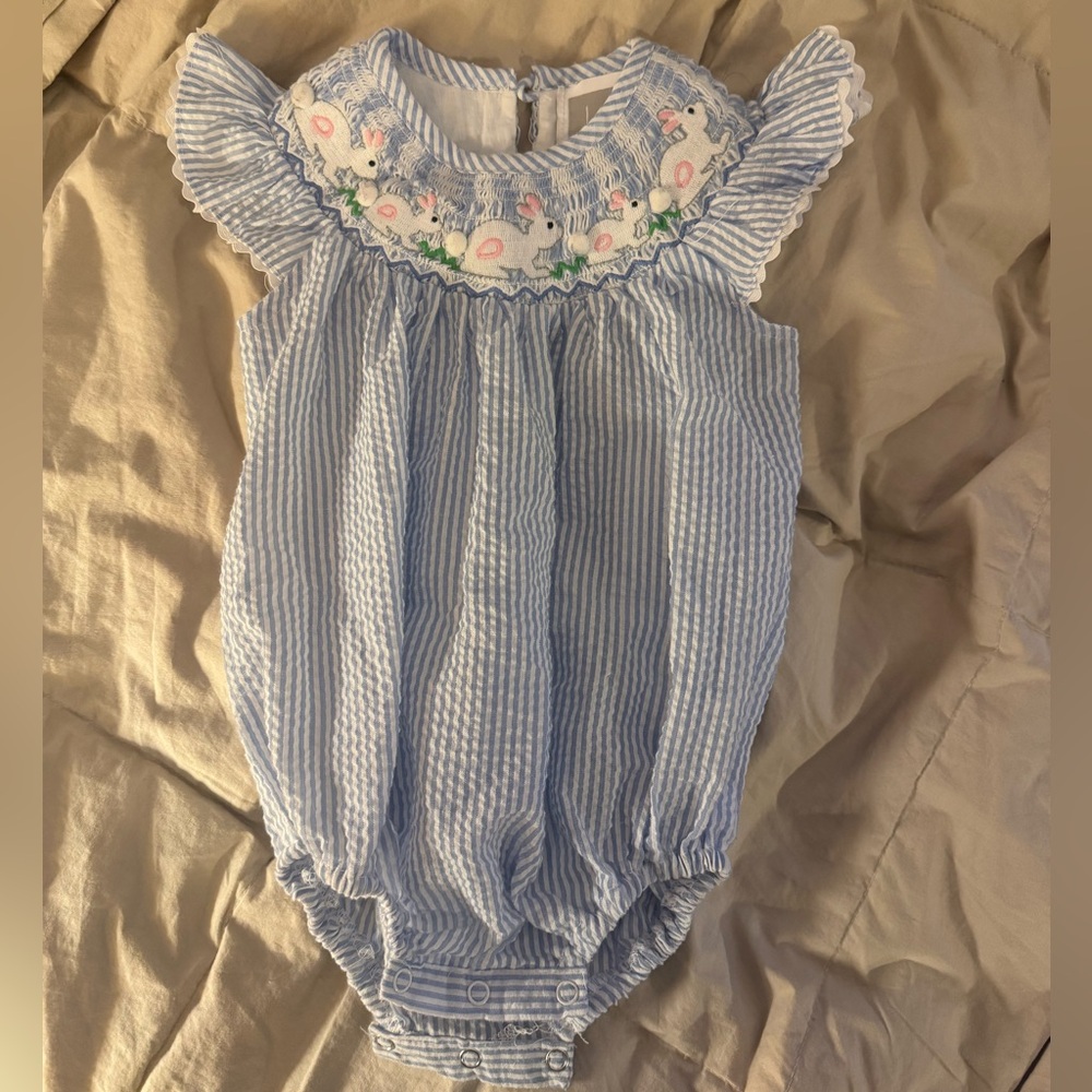 Perfect Easter Romper in Seersucker Fabric